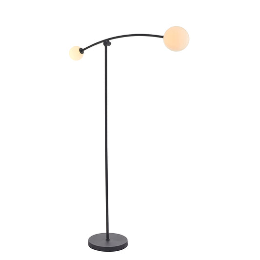 Textured Matt Black Adjustable Two Lamp Floor Lamp - ID 11058