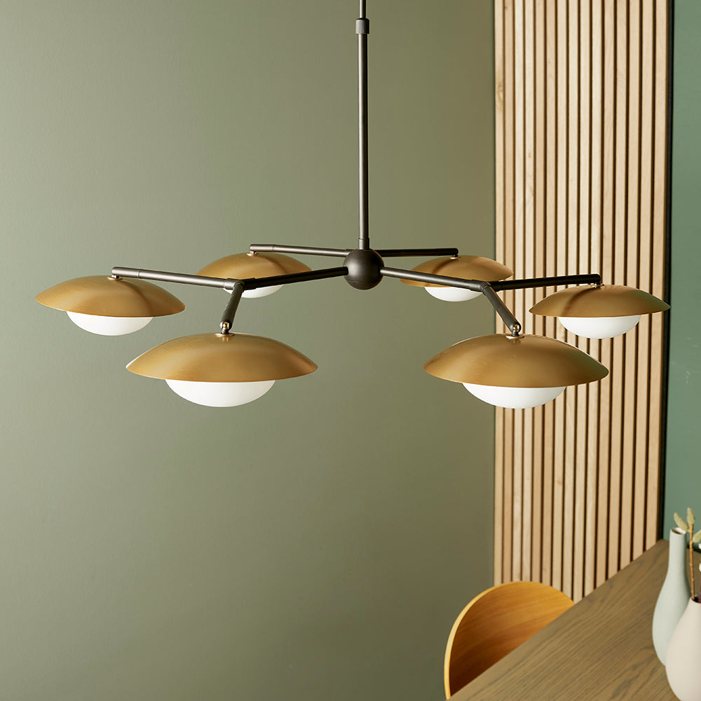 Opal Pebble Six Lamp Semi-Flush Adjustable Ceiling Light - ID 11014