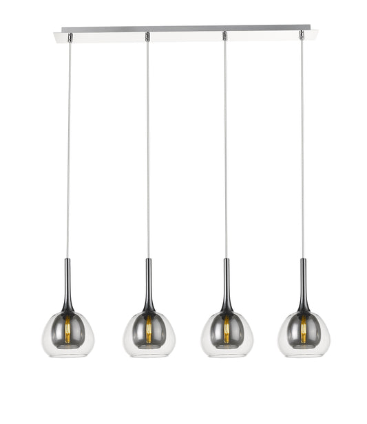 Smoked Grey & Clear Glass 4 Lamp Linear Bar Pendant - ID 9803