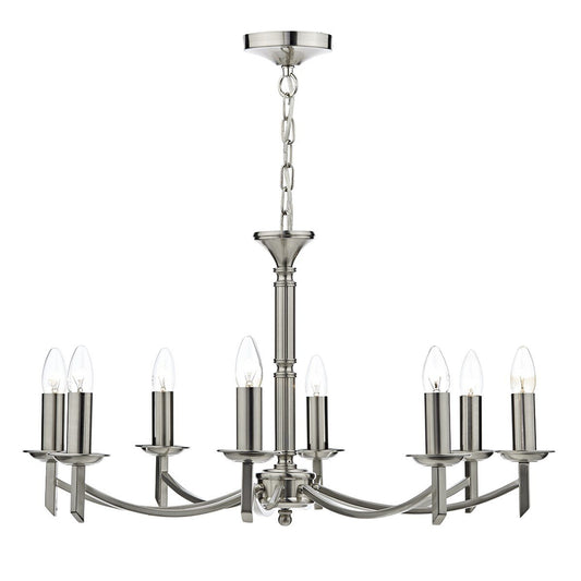 Ambassador Satin Chrome 8 Arm Dual Mount Pendant Light - London Lighting - 1