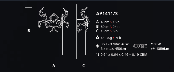 Serip Diamante 3 Bespoke Wall Sconce - London Lighting - 2