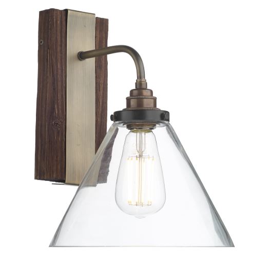 Wooden Style Wall Light with Clear Glass Shade - ID 10269
