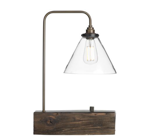 Wooden Style Table Light with Clear Glass Shade - ID 10270