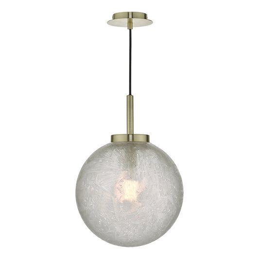 AVA Satin Brass & Ornate Frosted Grass Single Pendant - ID 10987
