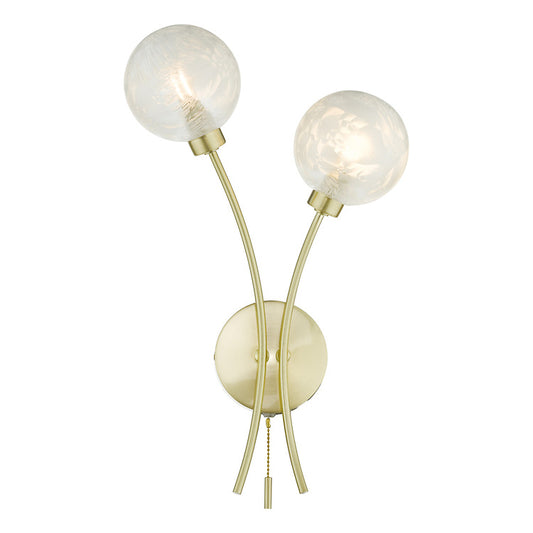 AVA Satin Brass & Ornate Frosted Grass Wall Light - ID 11062