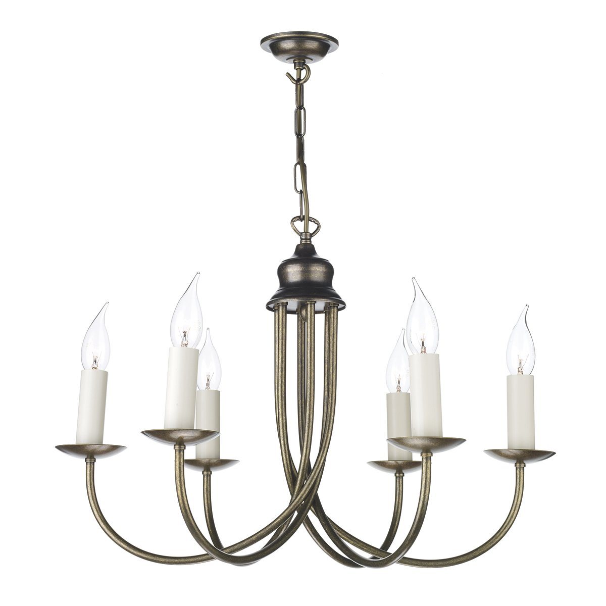 Harlington 6 Arm Chandelier In Aged Brass - ID 3527