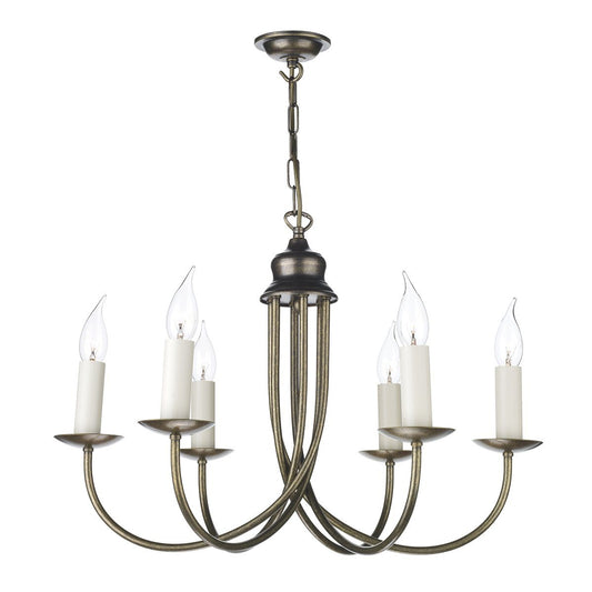 Harlington 6 Arm Chandelier In Aged Brass - ID 3527