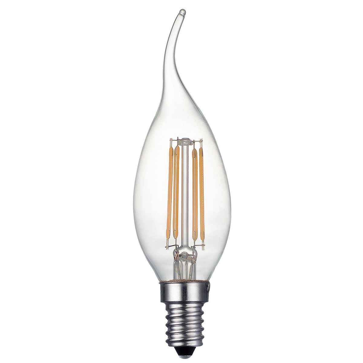 Clear French Flame Candle Lamp Warm White 4W LED E14 - ID 9780