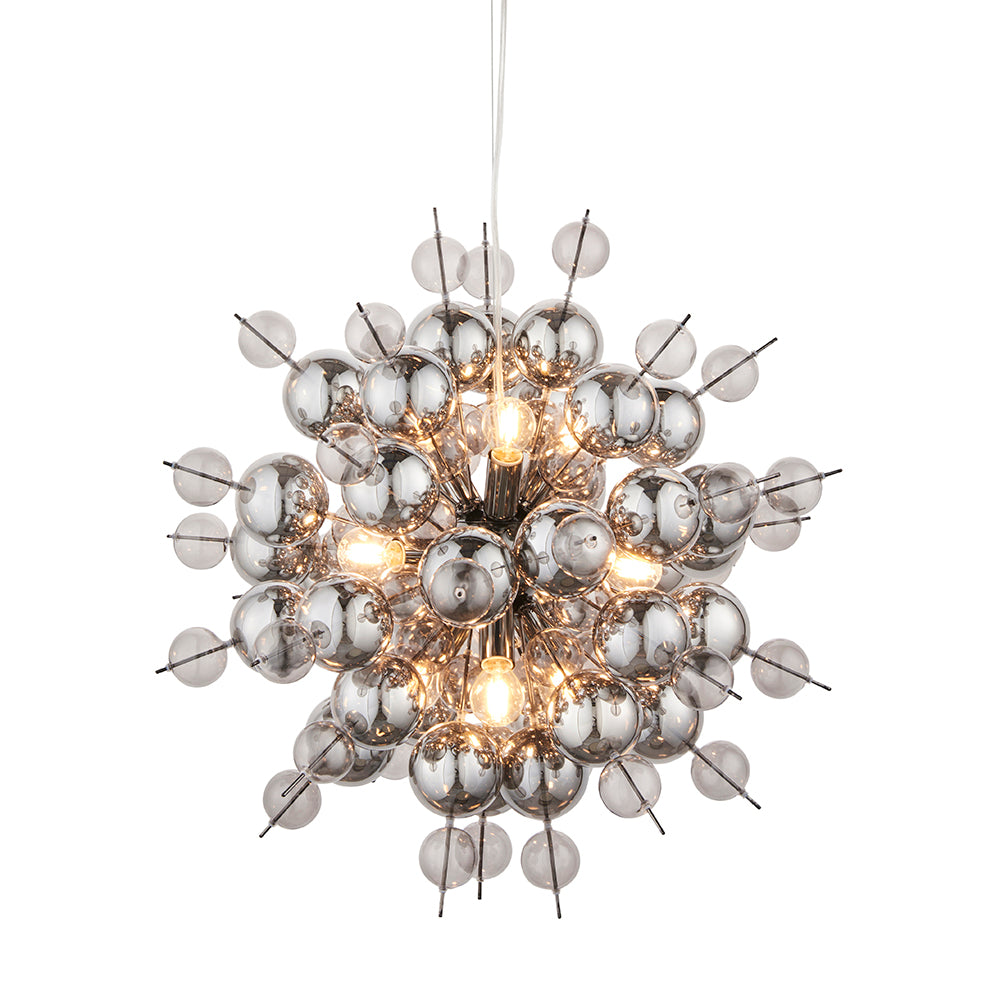 Smoked Mirror & Tinted Glass Chandelier With Black Chrome Metalwork - ID 11121