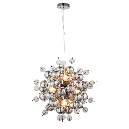 Smoked Mirror & Tinted Glass Chandelier With Black Chrome Metalwork - ID 11121