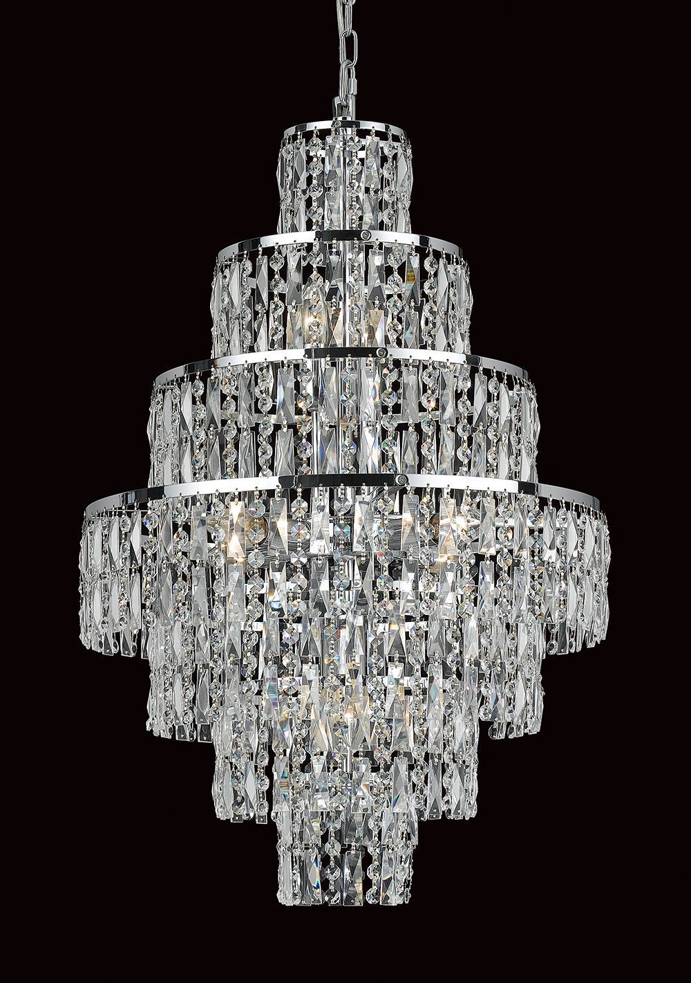 Grove Seven Tiered 8 Light Cascading Crystal Chandelier In Polished Chrome - ID 8112