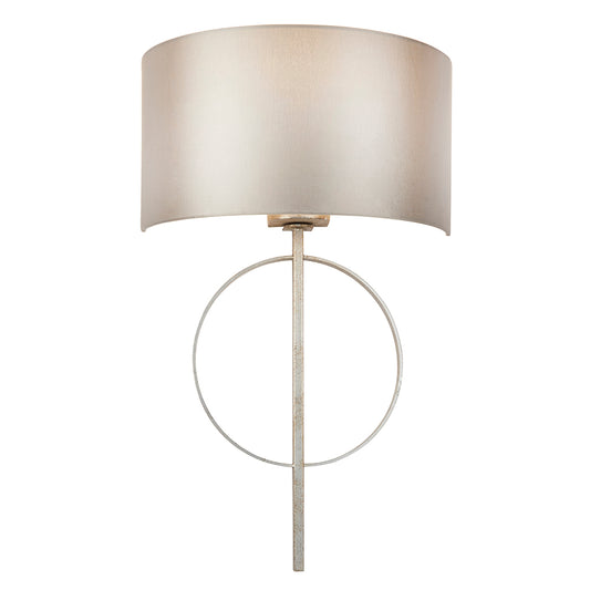 Hoop Detail Wall Light In Silver Leaf With Mink Satin Fabric - ID 11174