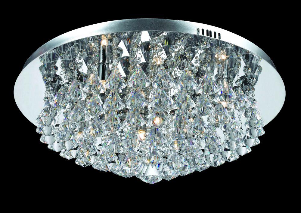 8 Lamp Flush Crystal & Chrome Ceiling Light - ID 2224