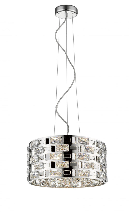 C&C Chrome & Crystal Five Lamp Medium Suspension Pendant - ID 10528