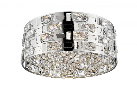 C&C Chrome & Crystal Five Lamp Medium Flush Ceiling Light - ID 11195