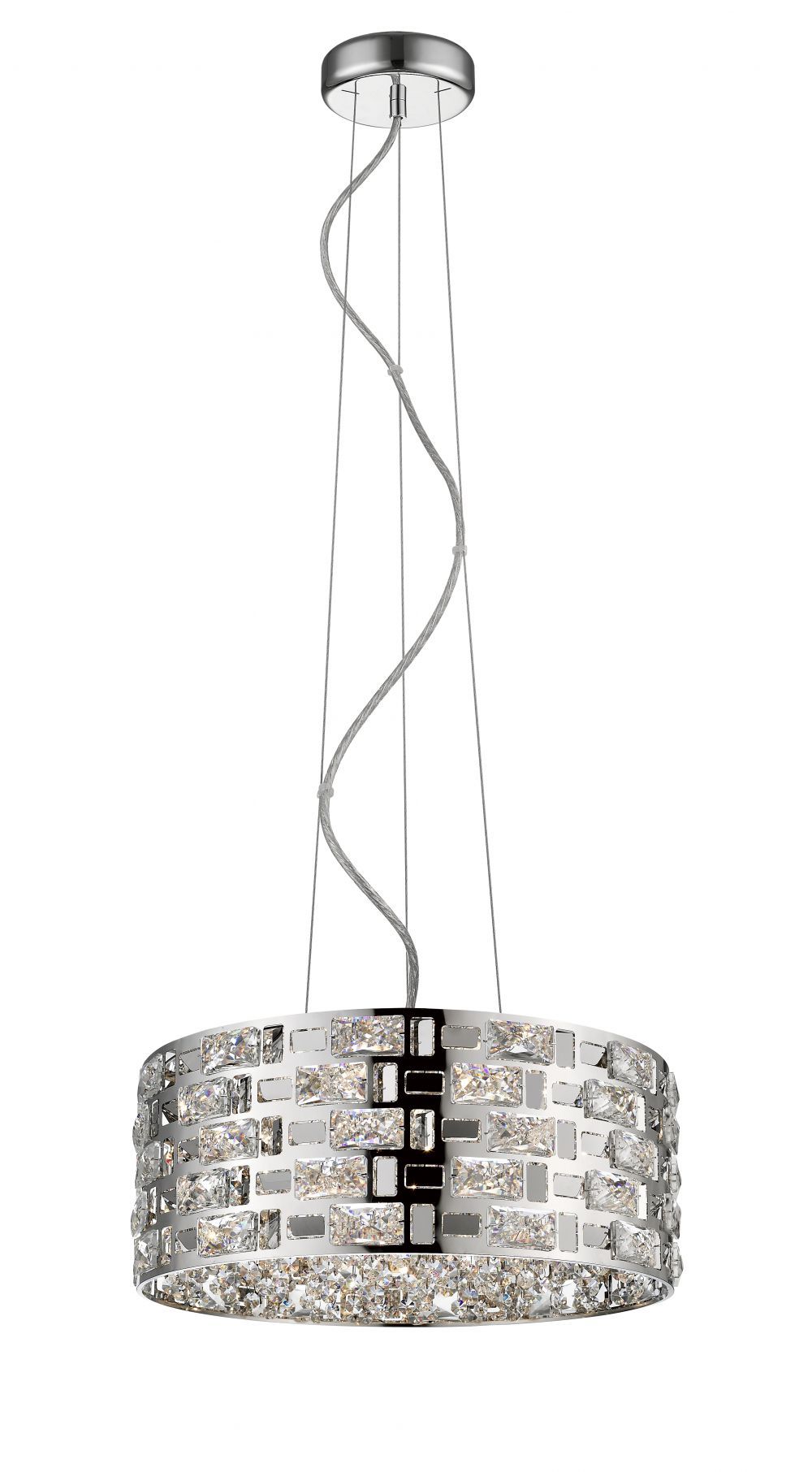 C&C Chrome & Crystal Six Lamp Large Suspension Pendant - ID 8467