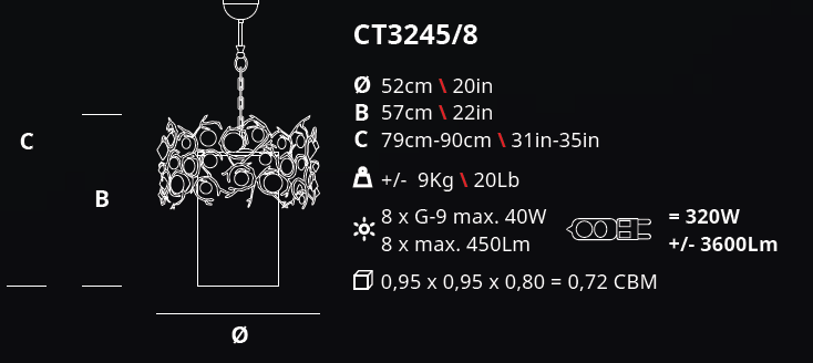 Serip Diamante 8 Lamp Gold Finish Bespoke Chandelier - London Lighting - 2