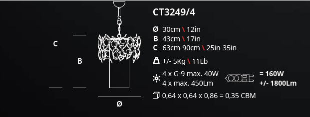 Serip Diamante 4 Lamp Bespoke Chandelier - London Lighting - 2