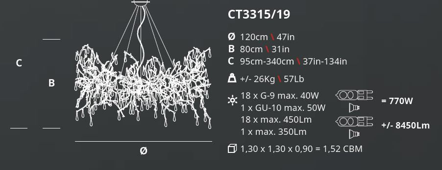 Serip Bijout 19 Lamp Bespoke Chandelier - London Lighting - 2