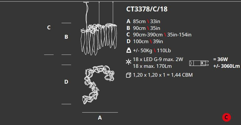 Serip Niagara C 18 Lamp Bespoke Chandelier - London Lighting - 5