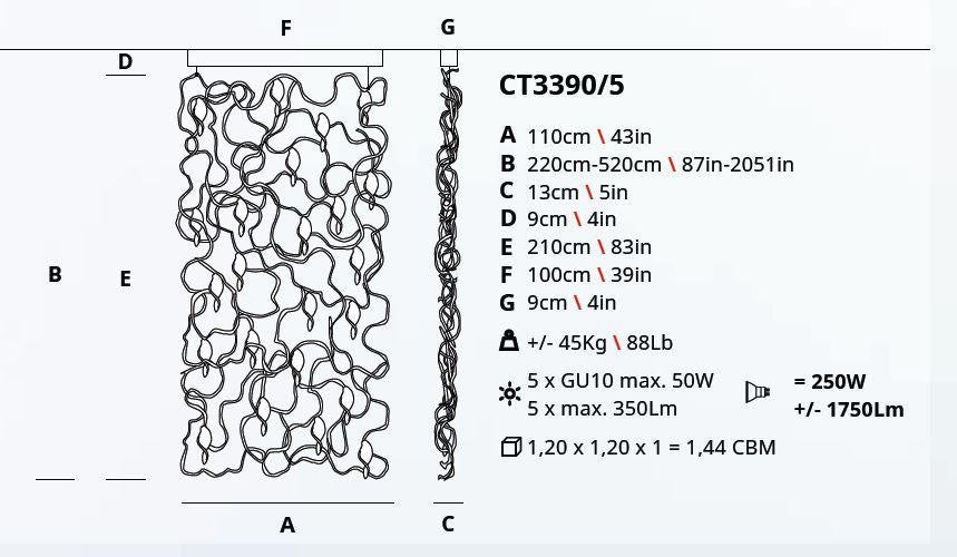 Serip Niagara 5 Lamp Bespoke Chandelier Large - London Lighting - 4