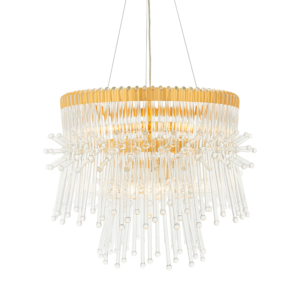 Multi Layered Pendant With Glass Rods & Gold Finish Metalwork - ID 11132