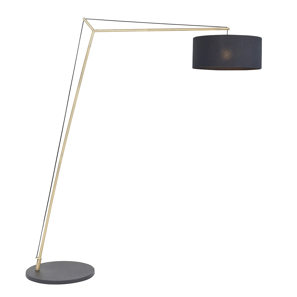 Leaning Matt Brass Floor Lamp with Black Shade - ID 11028