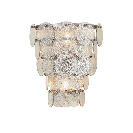 Tiered Wall Light with Mercury Effect Glass & Antique Silver Finish Metalwork - ID 11125