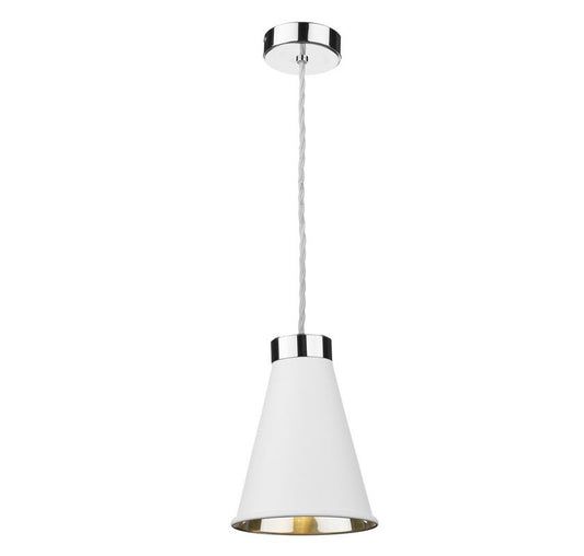 Hyde 1 Chrome and White Single Pendant - ID 10054