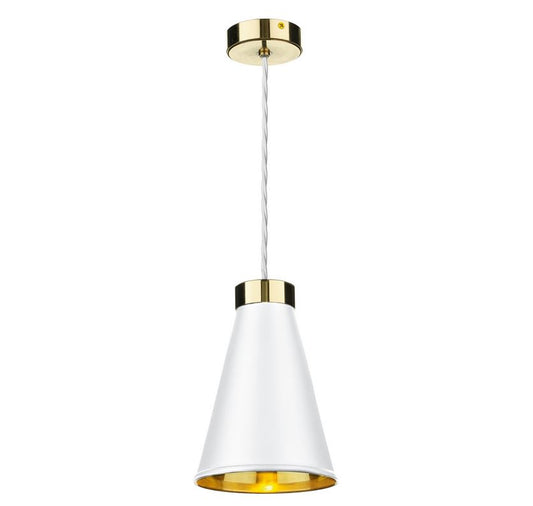 Hyde 1 Brass and White Single Pendant - ID 10050