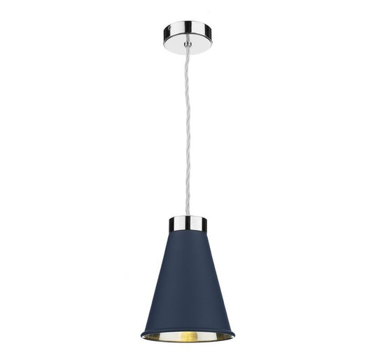Hyde 1 Chrome and Blue Single Pendant - ID 10056