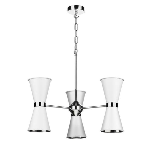 Hyde Chrome and White Up and Downlight 6 Light Pendant/Semi Flush - ID 10046