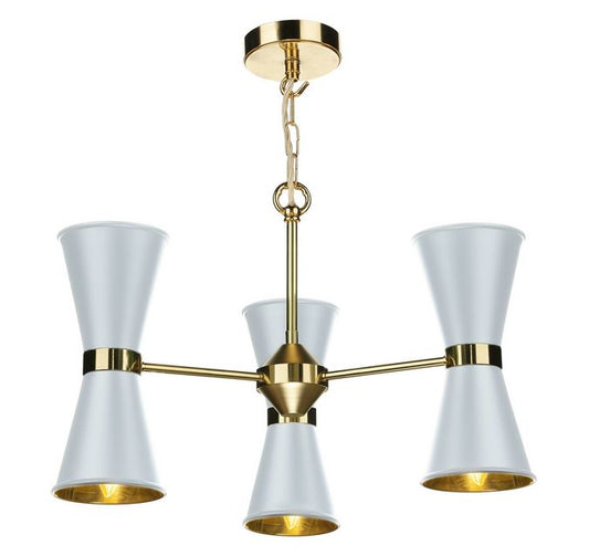 Hyde Brass and White Up and Downlight 6 Light Pendant/Semi Flush - ID 10045