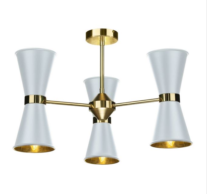 Hyde Brass and White Up and Downlight 6 Light Pendant/Semi Flush - ID 10045