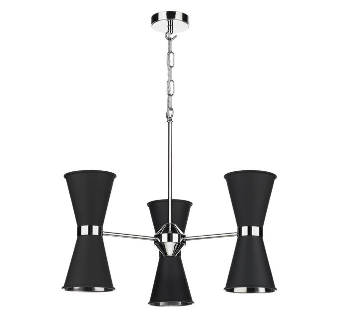 Hyde Chrome and Black Up and Downlight 6 Light Pendant/Semi Flush - ID 10047