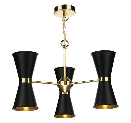 Hyde Brass and Black Up and Downlight 6 Light Pendant/Semi Flush - ID 10043