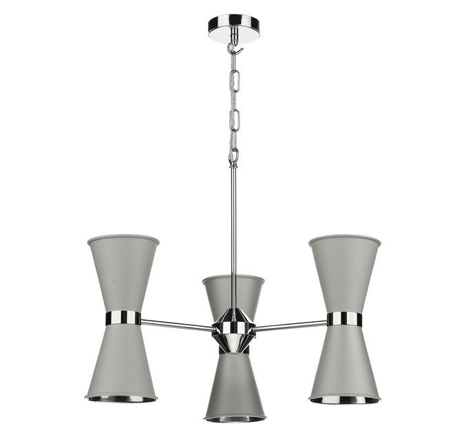 Hyde Chrome and Grey Up and Downlight 6 Light Pendant/Semi Flush - ID 10049