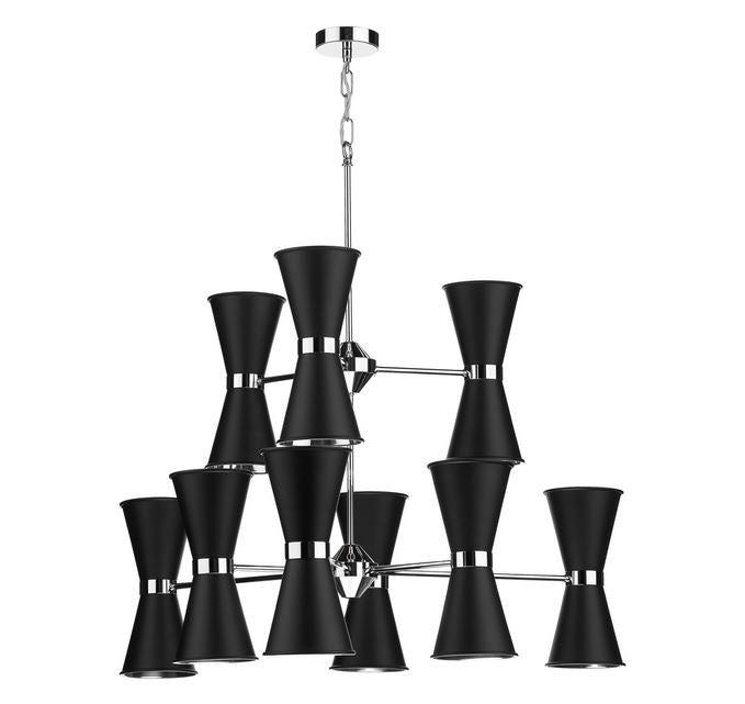 Hyde Chrome and Black Up and Downlight 18 Light Pendant - ID 10039