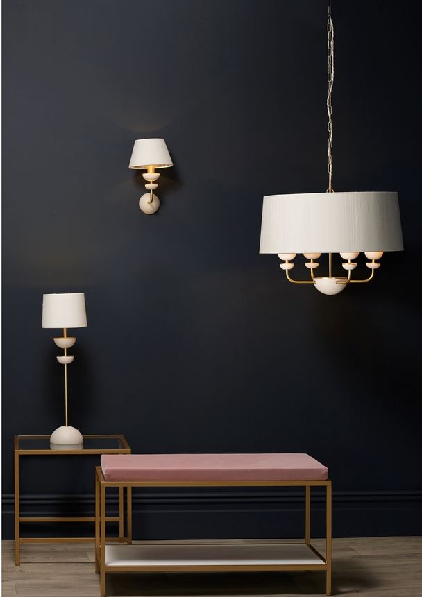 Lunar Brass/Ivory & Taupe/Gold Shade Pendant (With Shade Colour Options) - ID 10173
