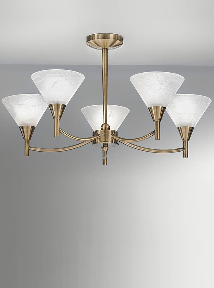 Keiss 5 Light Ceiling Light In Bronze finish with alabaster effect glasses - ID 1879