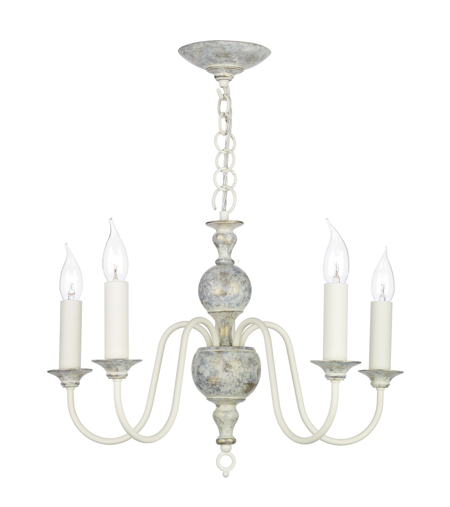 Flemish Distressed Cream 5 Lamp Ceiling Light - London Lighting - 1