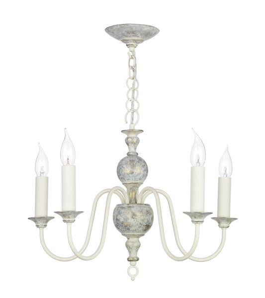Flemish Distressed Cream 5 Lamp Ceiling Light - London Lighting - 1