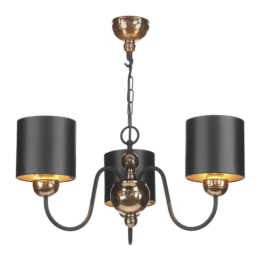 Garbo Bronze & Black 3 Lamp Chandelier - London Lighting - 1
