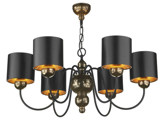 Garbo Bronze & Black 6 Lamp Chandelier - London Lighting - 1