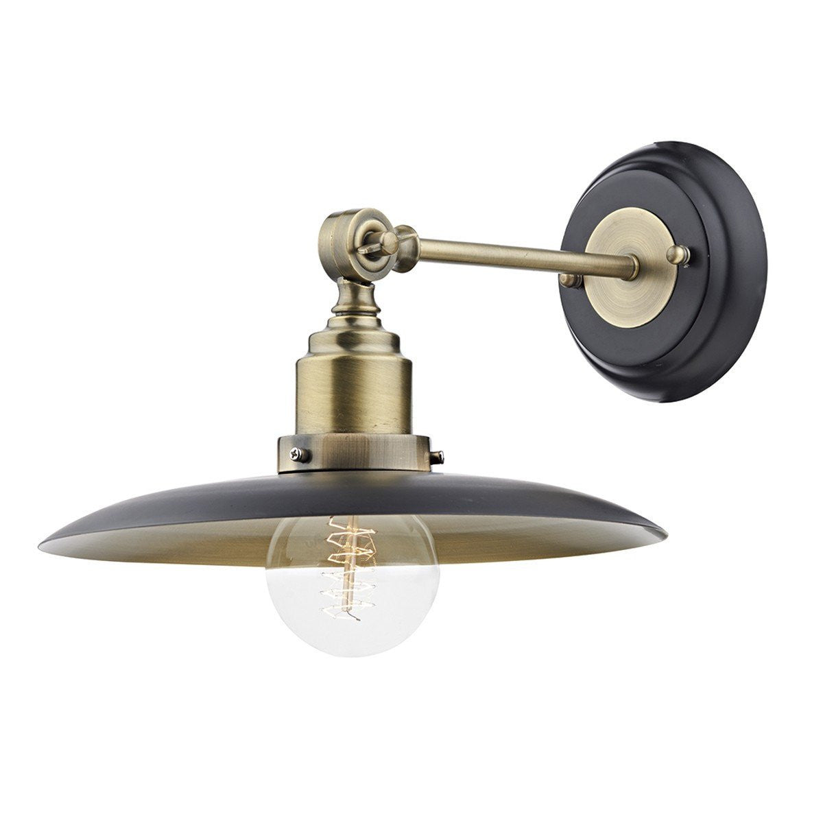 Hannover Antique Brass Black 1 Light Wall Bracket - London Lighting - 1