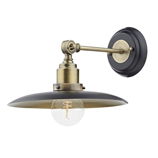 Hannover Antique Brass Black 1 Light Wall Bracket - London Lighting - 1