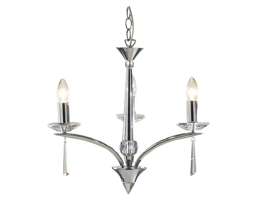 Hyperion Polished Chrome 3 Lamp Chandelier - London Lighting - 1