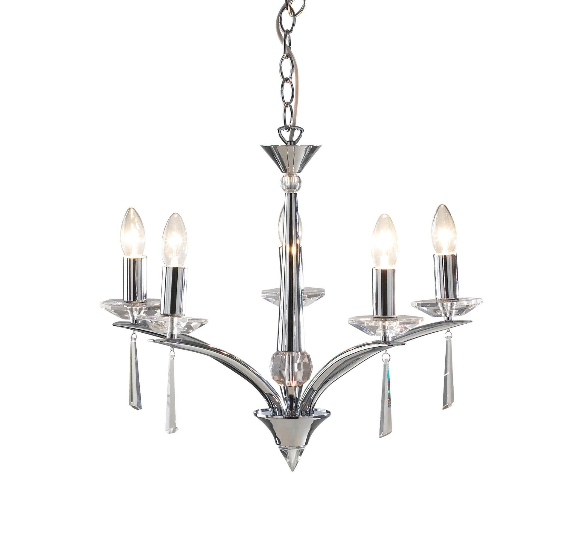 Hyperion Polished Chrome 5 Lamp Chandelier - London Lighting - 1