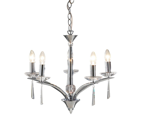 Hyperion Polished Chrome 5 Lamp Chandelier - London Lighting - 1