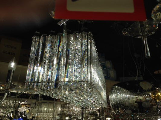 Rectangular Chrome & Crystal Ceiling Light - ID 8673